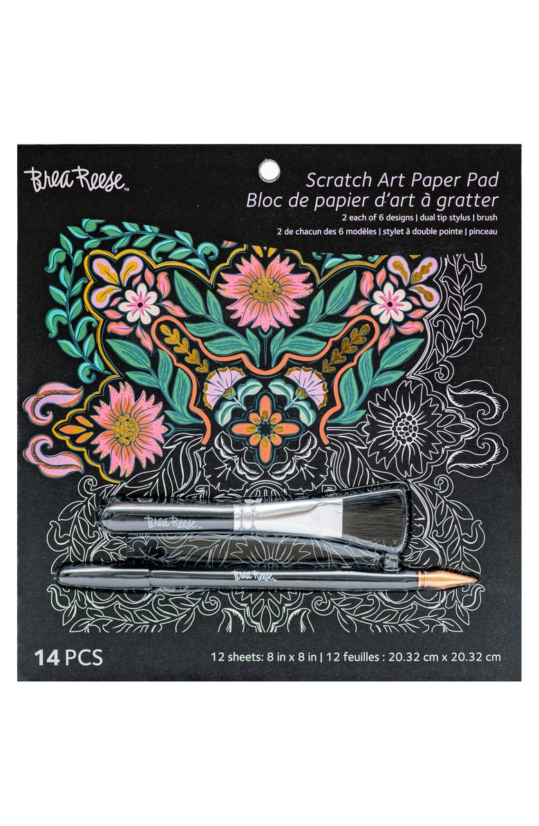 Brea Reese Scratch Art Paper Pad Mandala 8X8, 12 Designs, Kids
Adults, Main, color, Multicolored