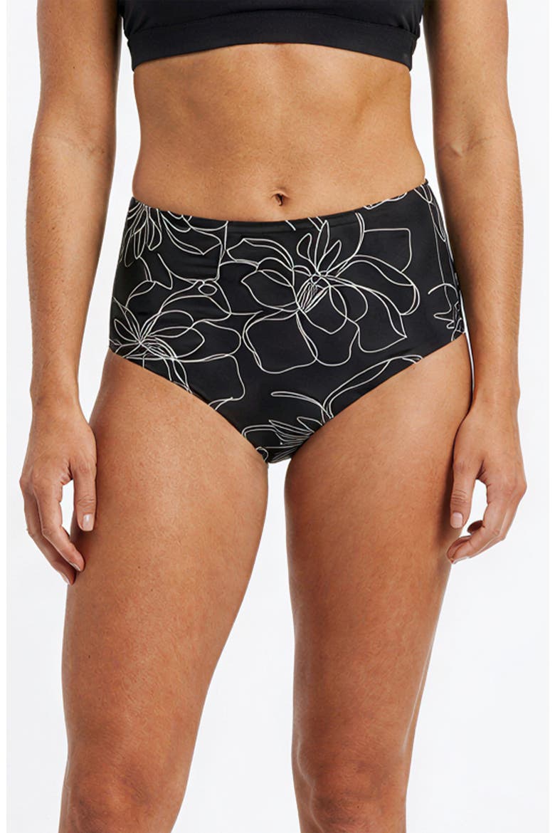 High-Waisted Bikini Bottom, Main, color, Black Floral