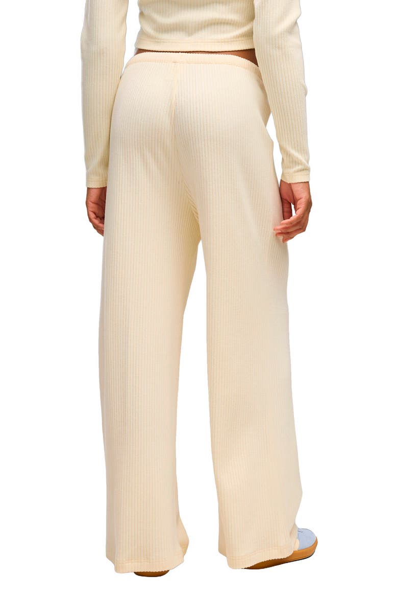 ESS Ribbed Wide Leg Pants, Alternate, color, BUTTERCREAM HEATHER