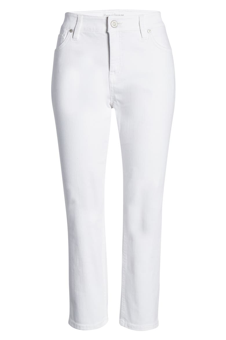 Ella Twill High Waist Crop White Jeans, Alternate, color, WHITE