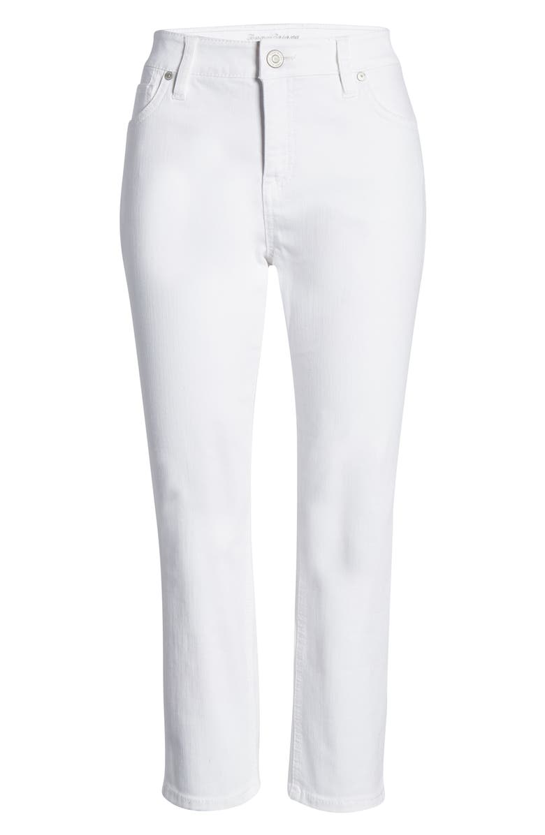 Tommy Bahama Ella Twill High Waist Crop White Jeans, Alternate, color,