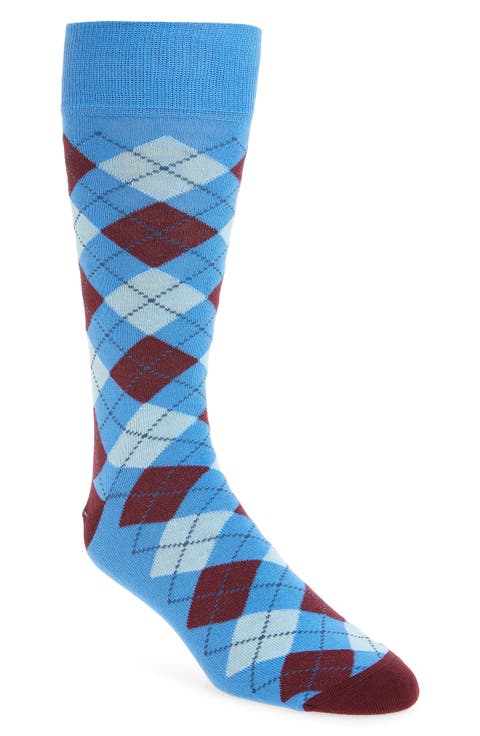 Argyle Combed Cotton Blend Dress Socks