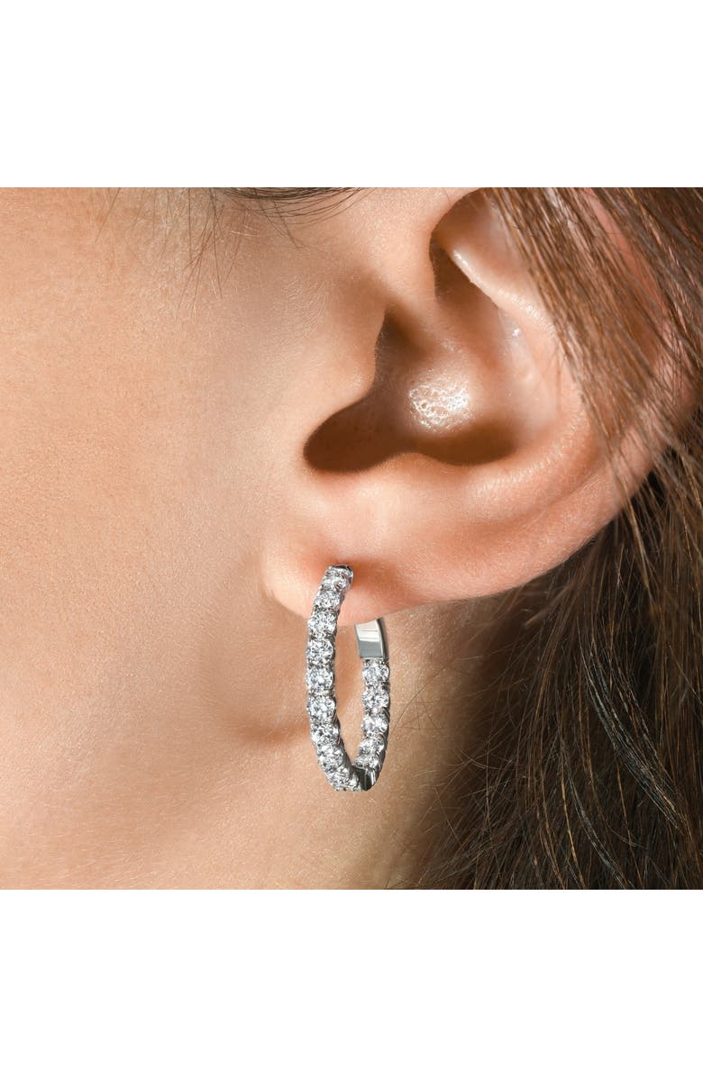 Bliss Diamond 2.05Ct Diamond Inside Outside Hoops 14k Gold Women's Earrings Lab Grown 1" Tall, Alternate, color, 14K White Gold