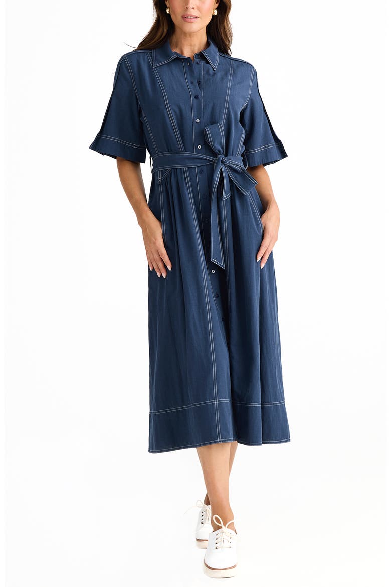 Leo Maxi Shirtdress, Alternate, color, NAVY