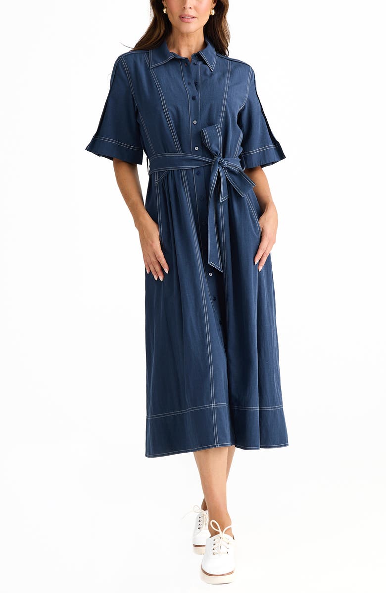 Brave+True Leo Maxi Shirtdress, Alternate, color, Navy