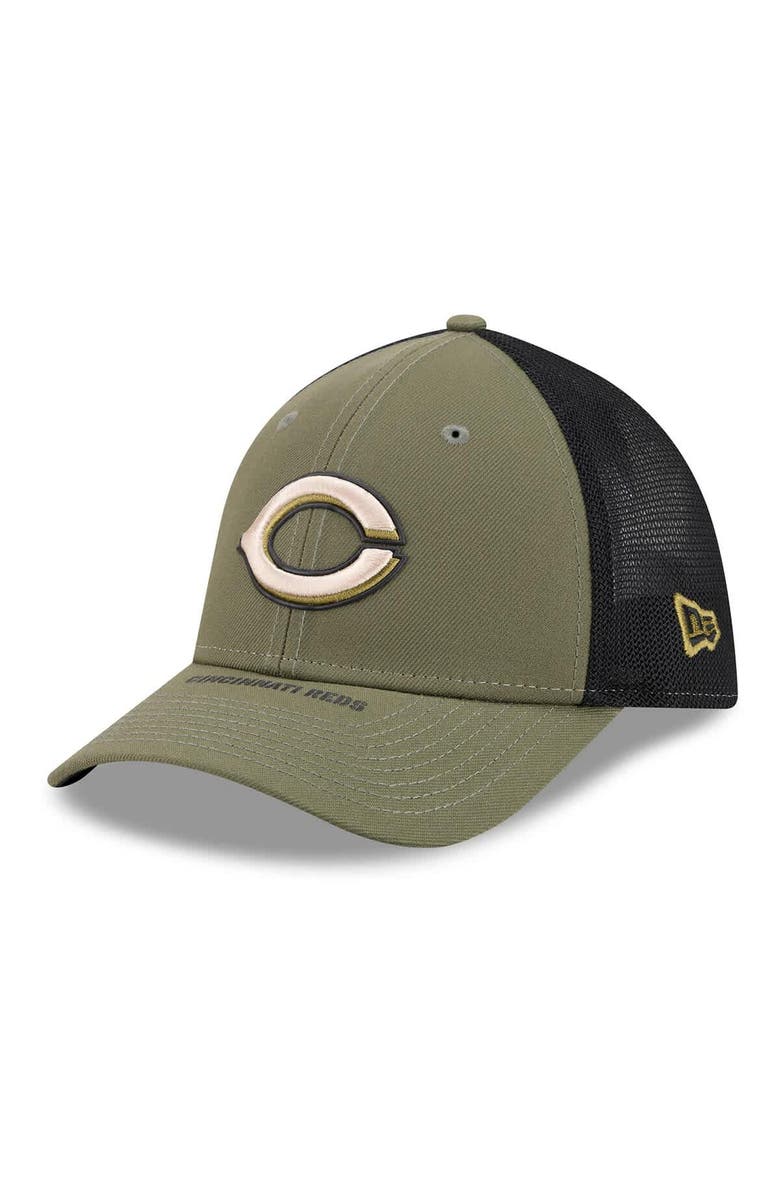 New Era Men's New Era  Olive Cincinnati Reds 2026 Armed Forces Day 39THIRTY M-Crown Flex Hat, Alternate, color, Olive