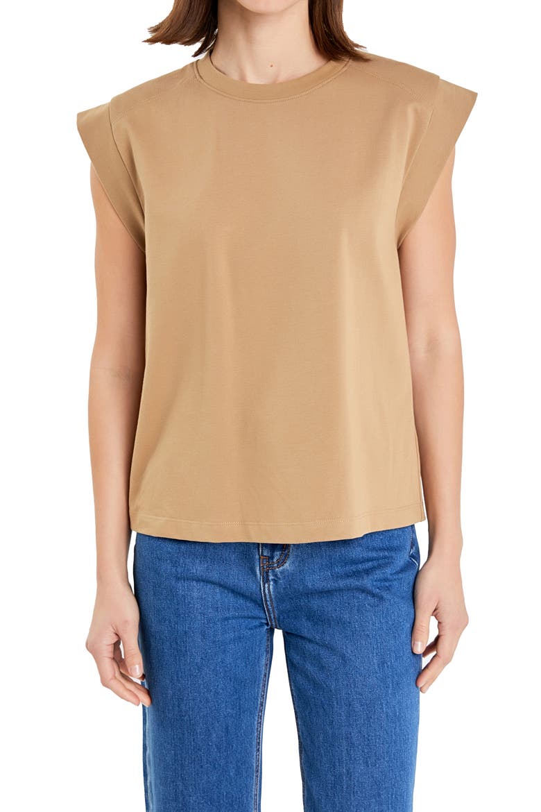 Cap Sleeve Jersey T-Shirt, Alternate, color, TAUPE