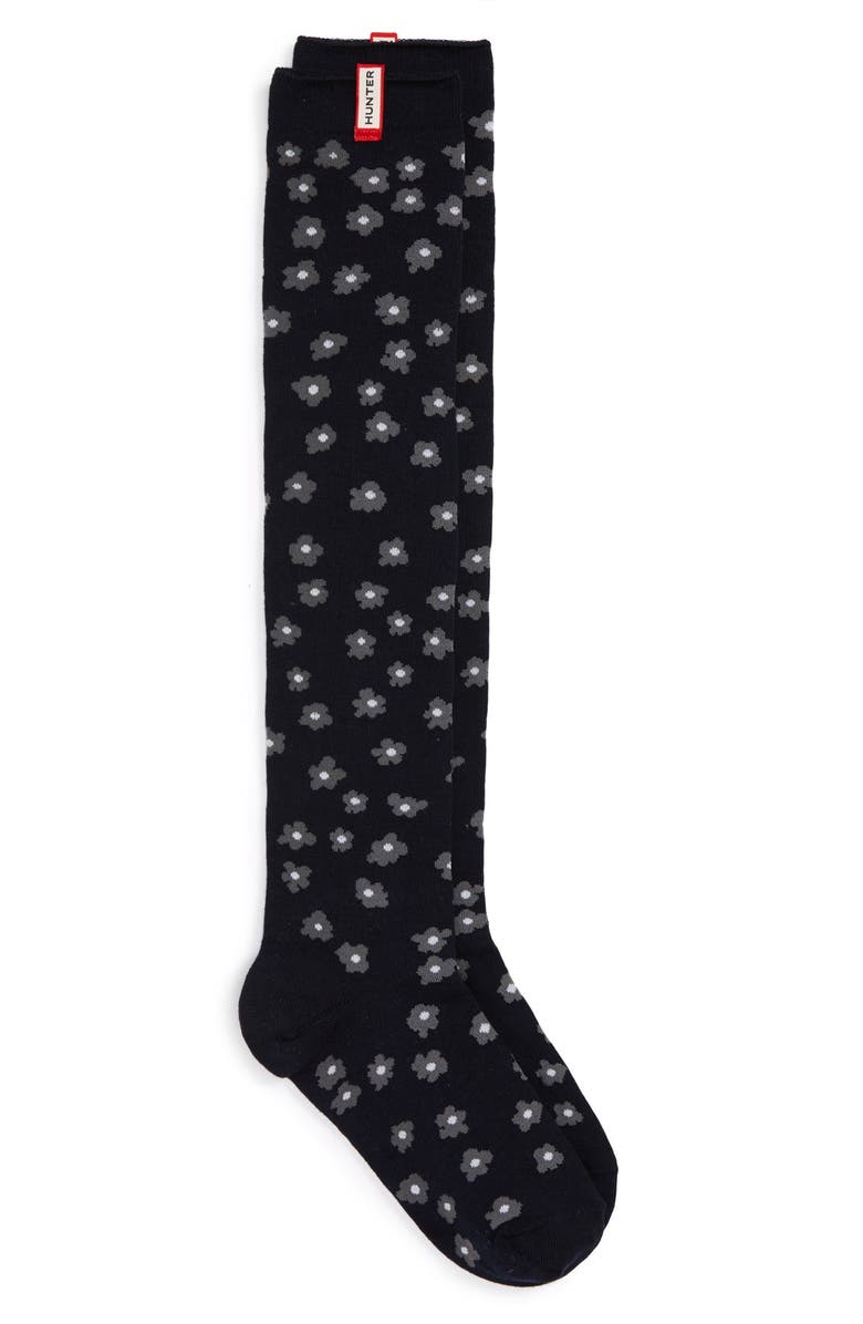 Hunter Flower Cuff Original Tall Welly Socks, Main, color, 