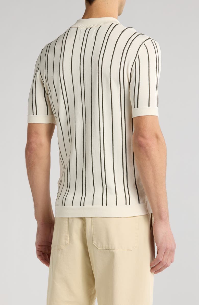 DENIM AND FLOWER Stripe Sweater Polo, Alternate, color, Cream