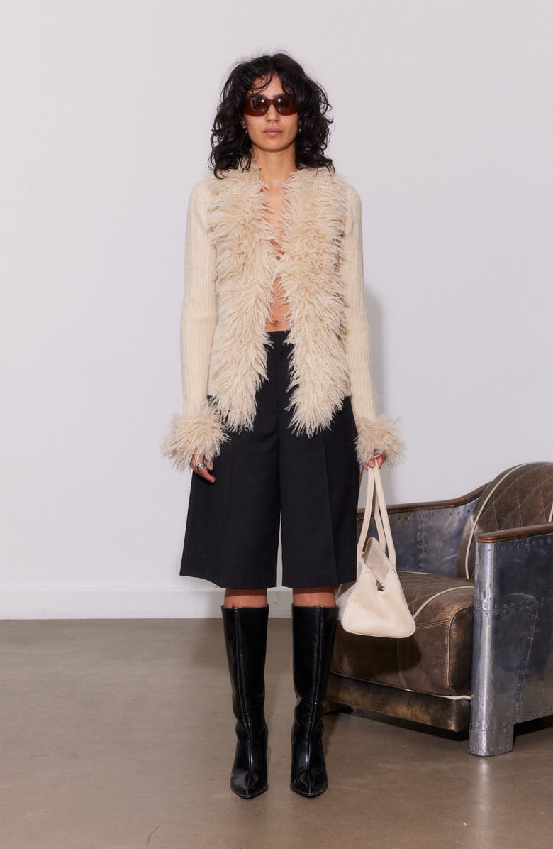 SAEMDI Mongolian Faux Fur Cardigan, Alternate, color, 