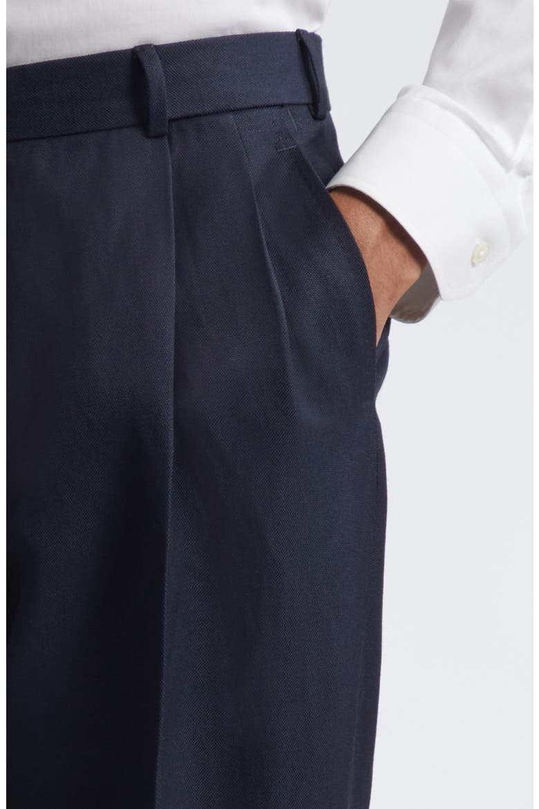 Pleated Crop Barathea Straight Leg Pants, Alternate, color, BLUE