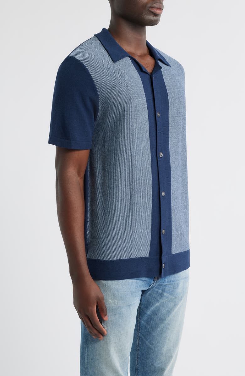 Rails Silas Stripe Knit Cotton Blend Camp Shirt, Alternate, color, Navy Lagoon Stripe