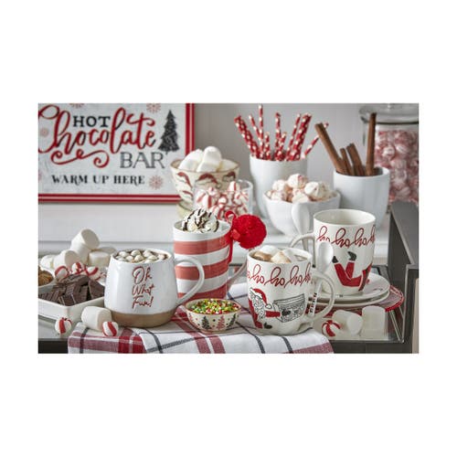 Tag Oh What Fun Christmas Mug Red Ceramic Dishwasher Safe In White