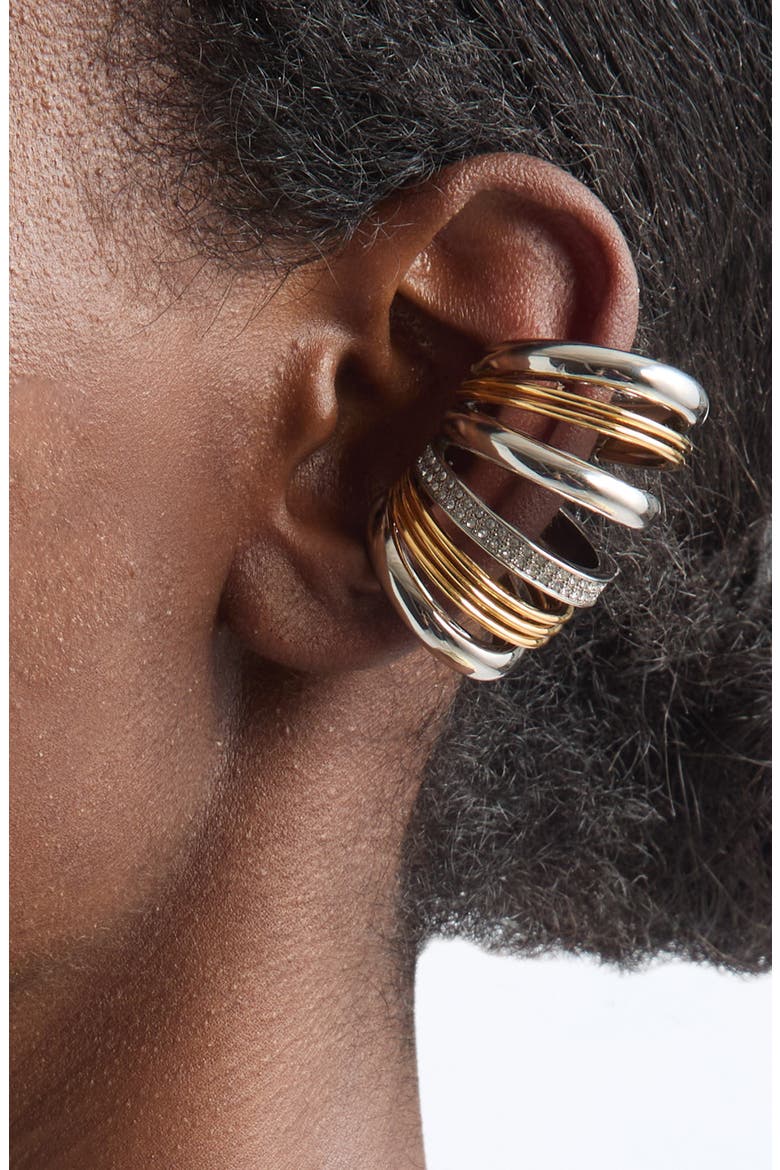 Punk Two-Tone Single Ear Cuff, Alternate, color, GOLD / SILVER