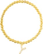 Adornia Faux Pearl Initial Charm Beaded Bracelet