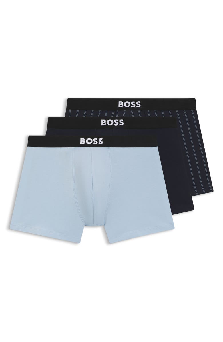 BOSS Assorted 3-Pack Power Stretch Cotton Boxer Briefs, Main, color, Open Blue