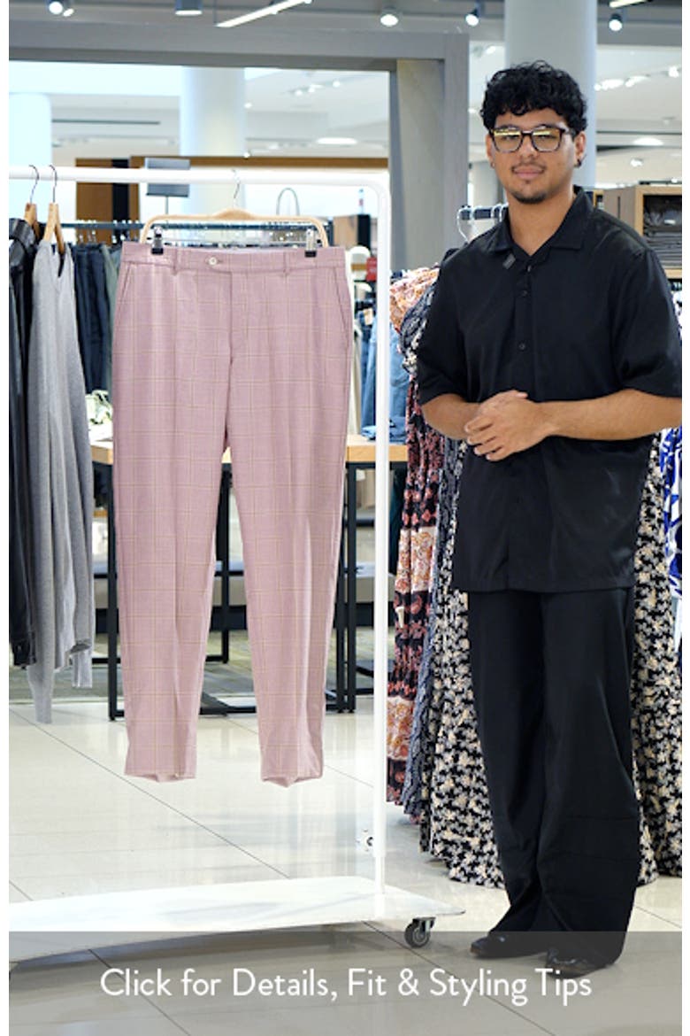 Flat Front Check Wool & Linen Blend Dress Pants video