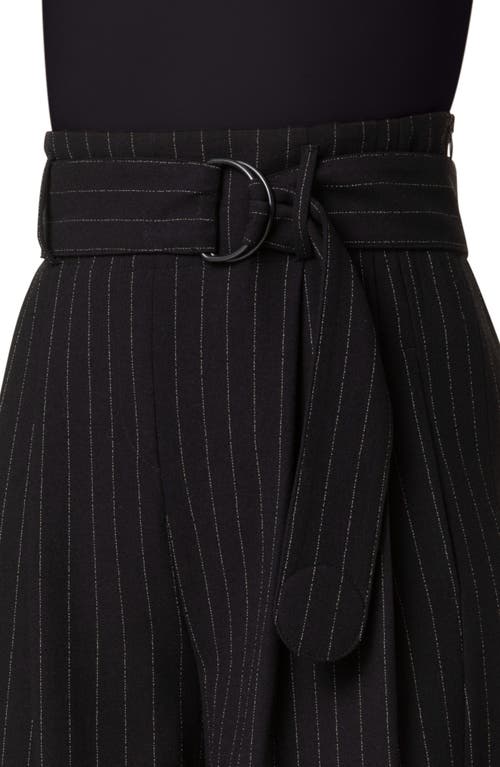 Akris Punto Fiorellina Pinstripe Belted Bermuda Shorts In Black