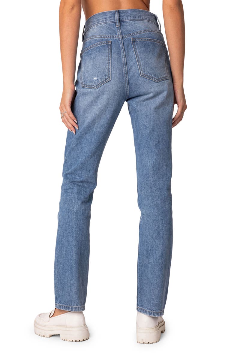 EDIKTED Swift High Waist Straight Leg Jeans, Alternate, color, Blue-Washed