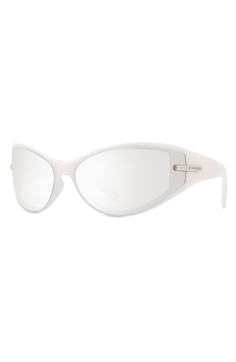 Givenchy 75mm Oversize Oval Sunglasses, Alternate, color, White/ Other / Smoke Mirror