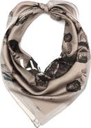 AllSaints Agatha Fawn Brown Silk Twill Square Scarf