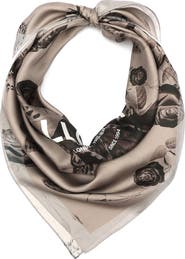 AllSaints Agatha Fawn Brown Silk Twill Square Scarf