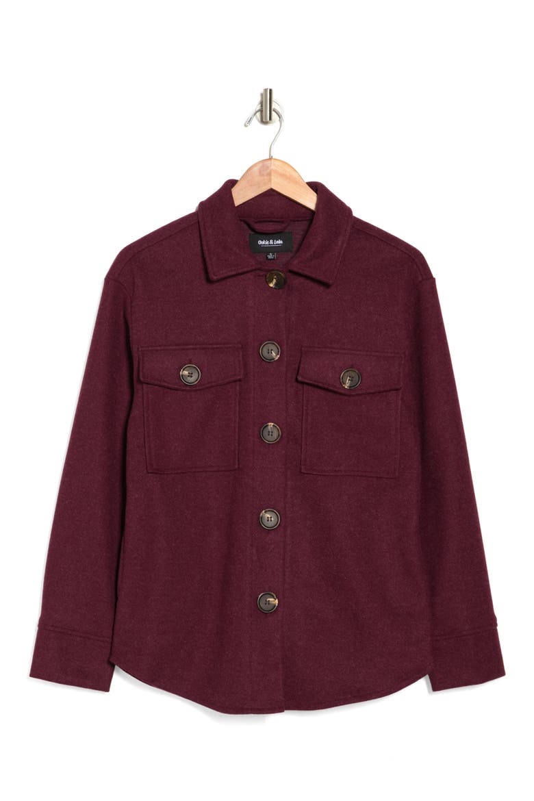 Faux Wool Shacket, Alternate, color, BURGUNDY