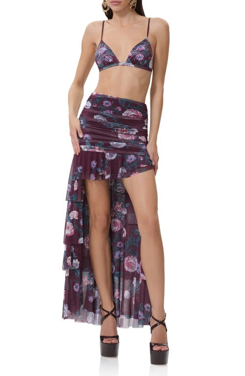 Afrm Rubi Ruched Sheer Mesh Top In Brown