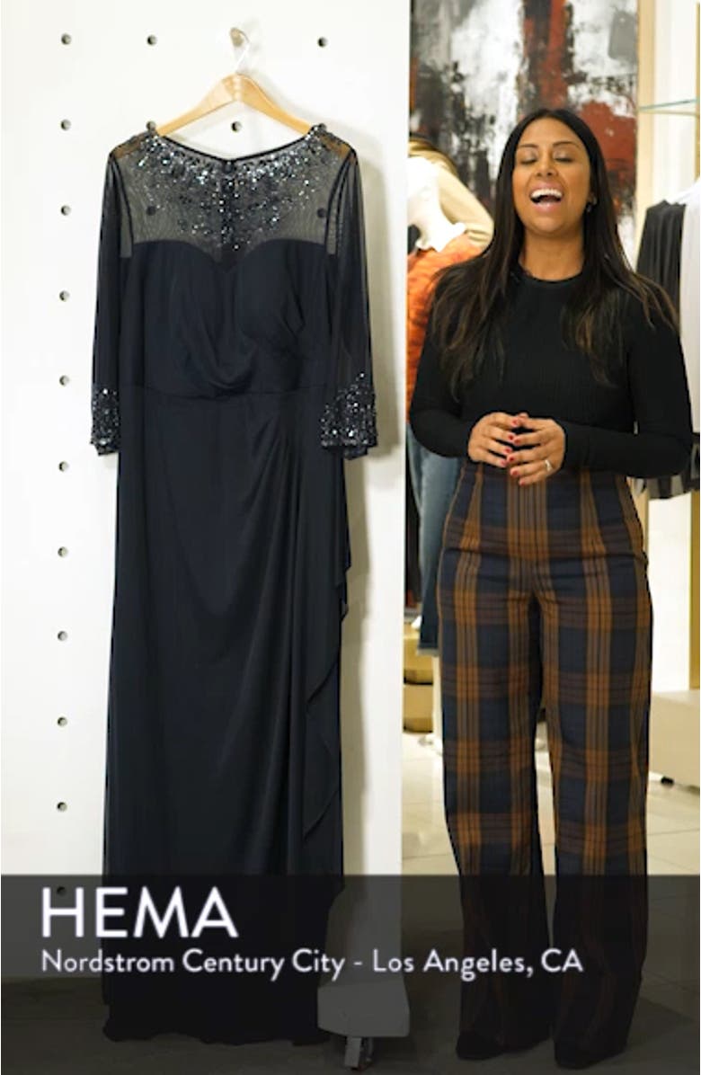 Beaded Illusion Neck A-Line Gown, sales video thumbnail