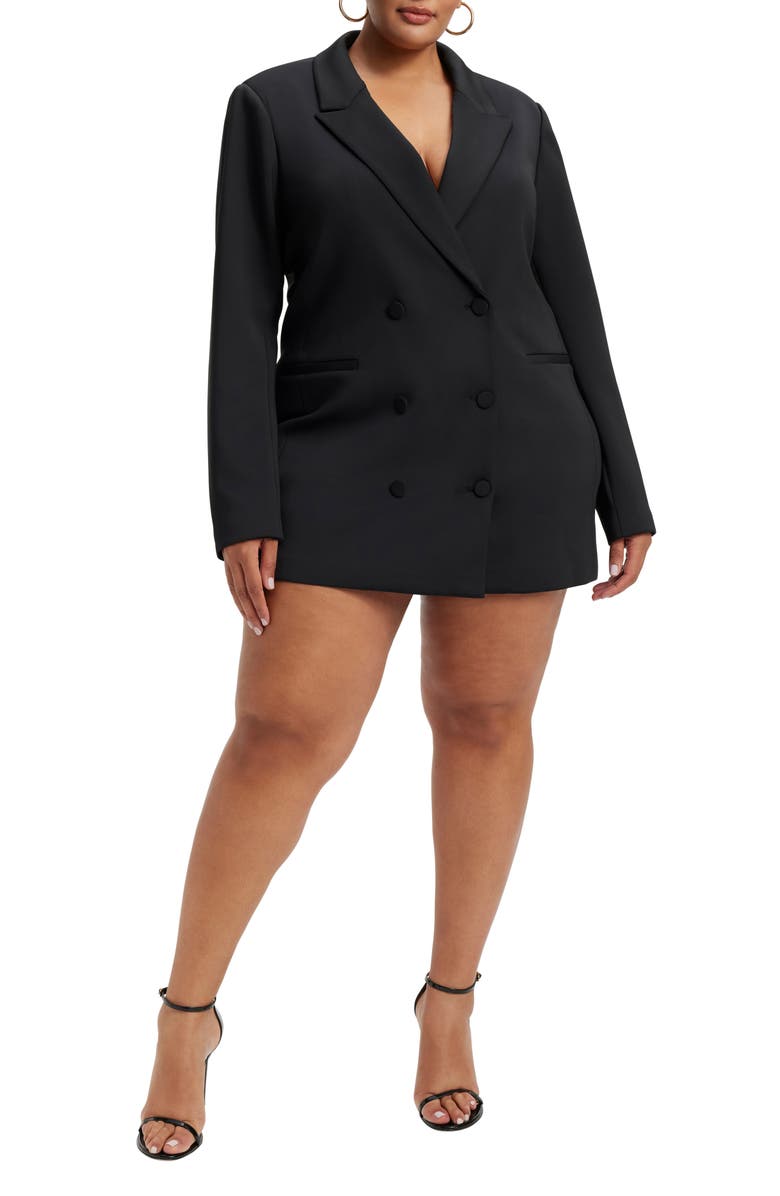 Good American Executive Scuba Knit Blazer Dress, Alternate, color, Black001