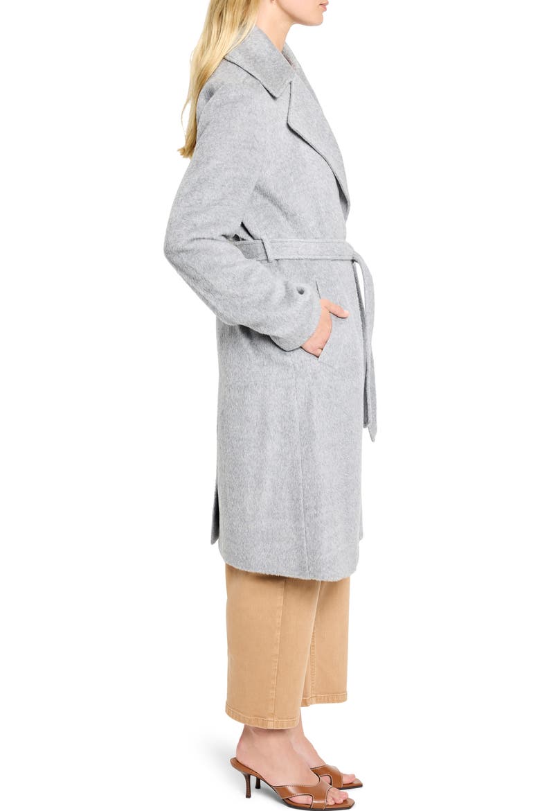 Wool Blend Belted Wrap Coat, Alternate, color, LIGHT GREY