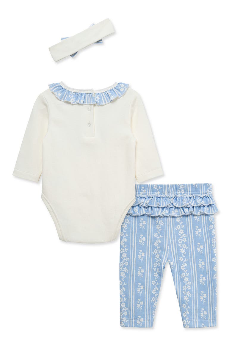 Kids' Floral Bodysuit, Pants & Headband Set, Alternate, color, BLUE FLORAL