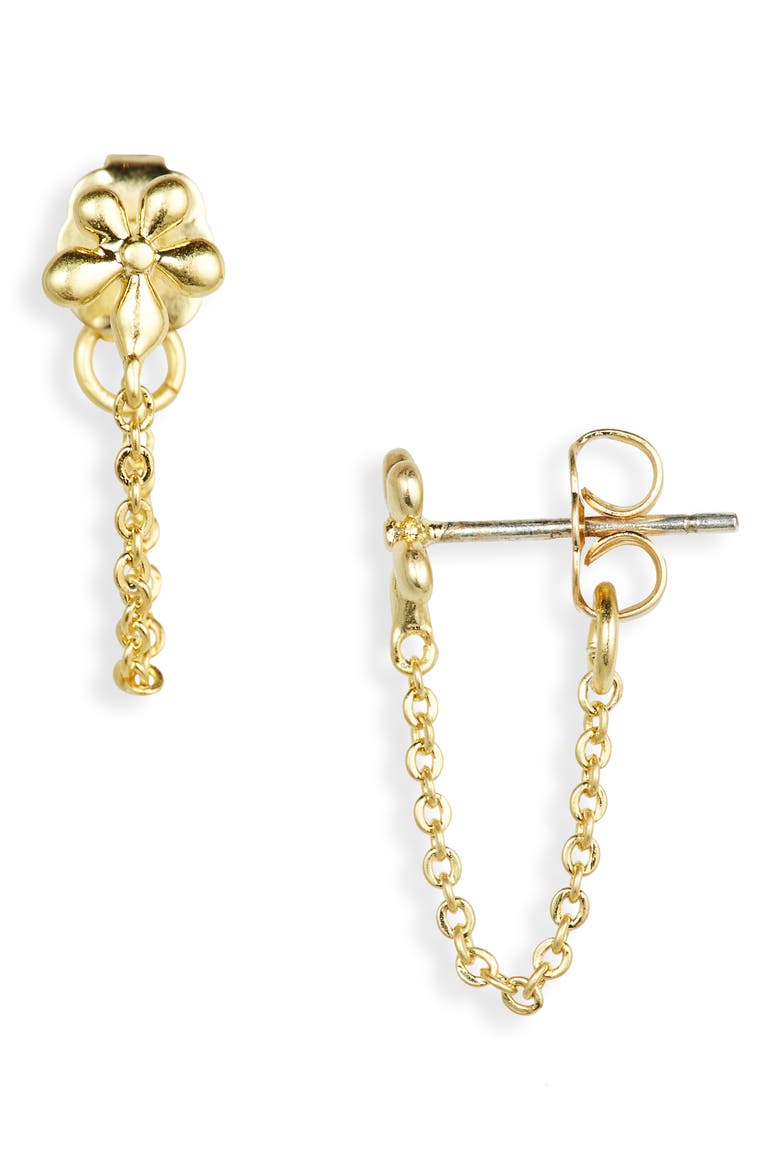 Flower Chain Stud Earrings, Main, color, VINTAGE GOLD