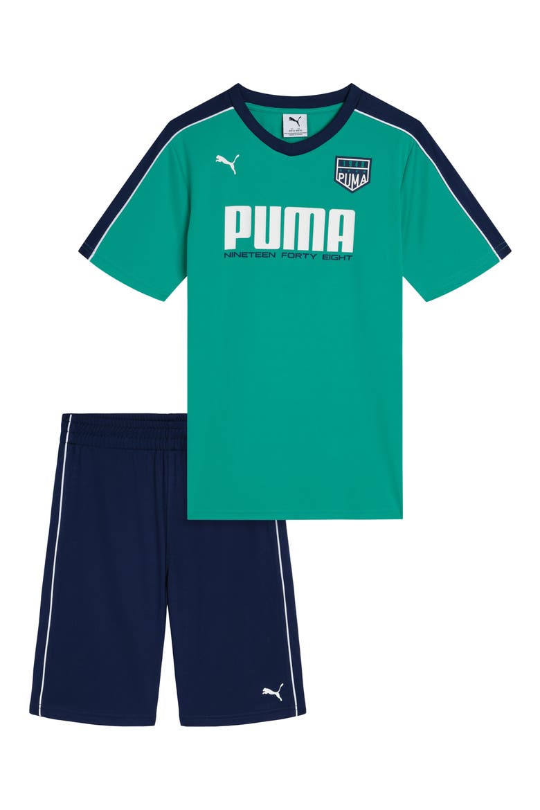 Kids' Logo Graphic T-Shirt & Shorts Set, Main, color, TEAL TINT