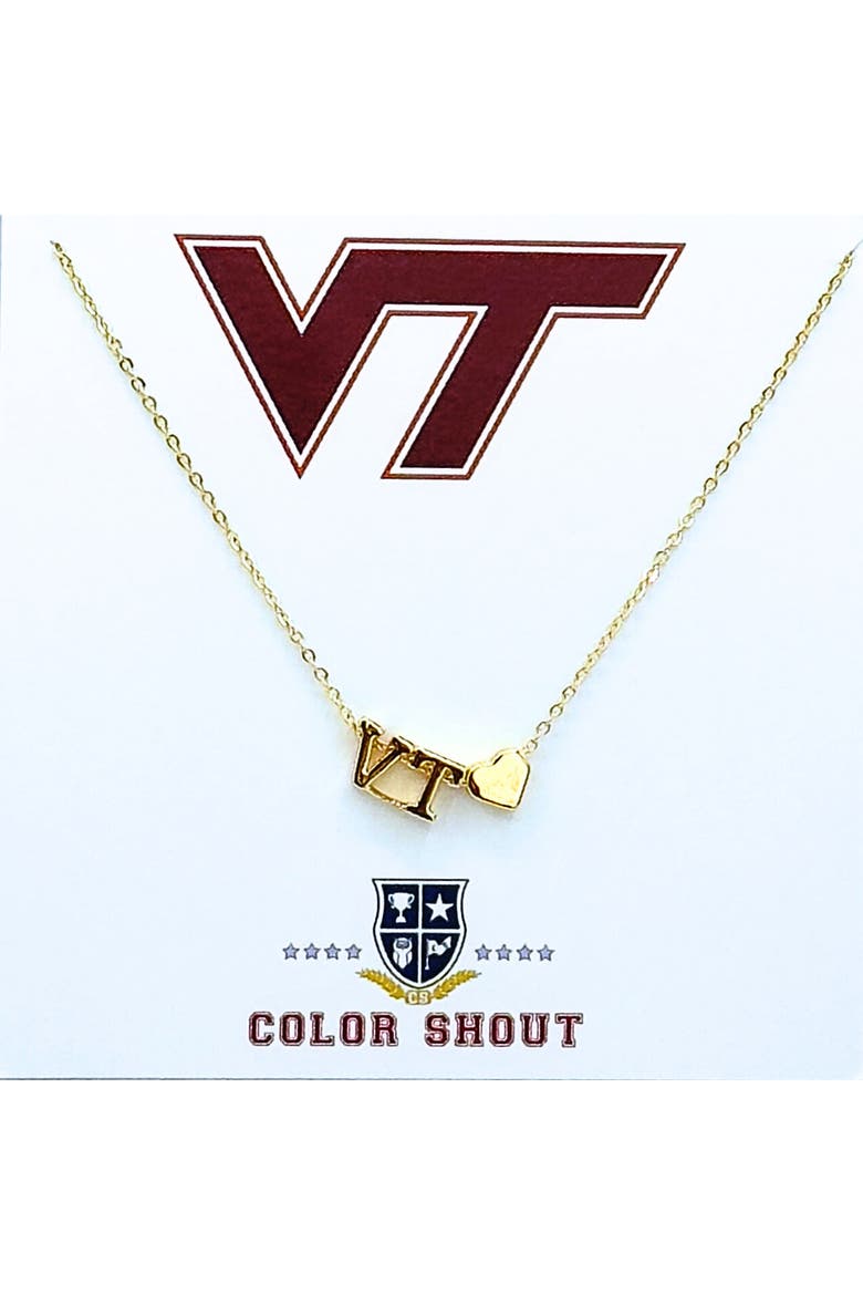 Virginia Tech Gold Heart Necklace, Main, color, Yellow Gold