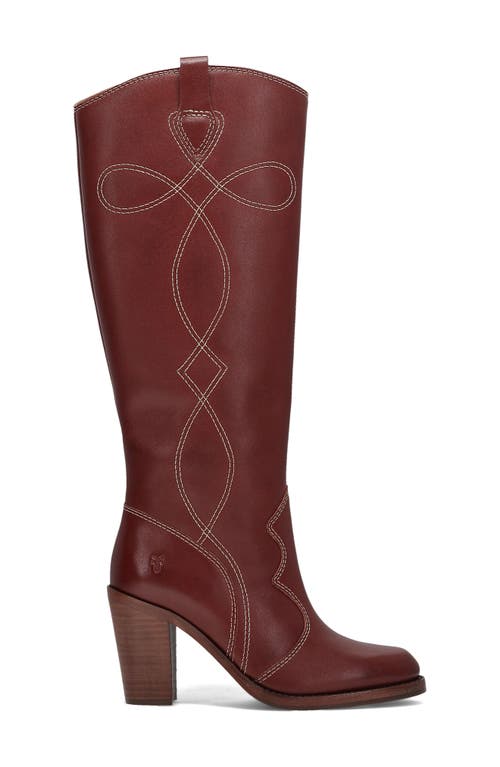 Frye Corinne Knee High Western Boot In Red
