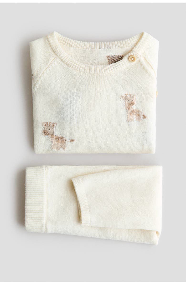 H&M 2-piece Cotton-knit Set, Alternate, color, White/Giraffes