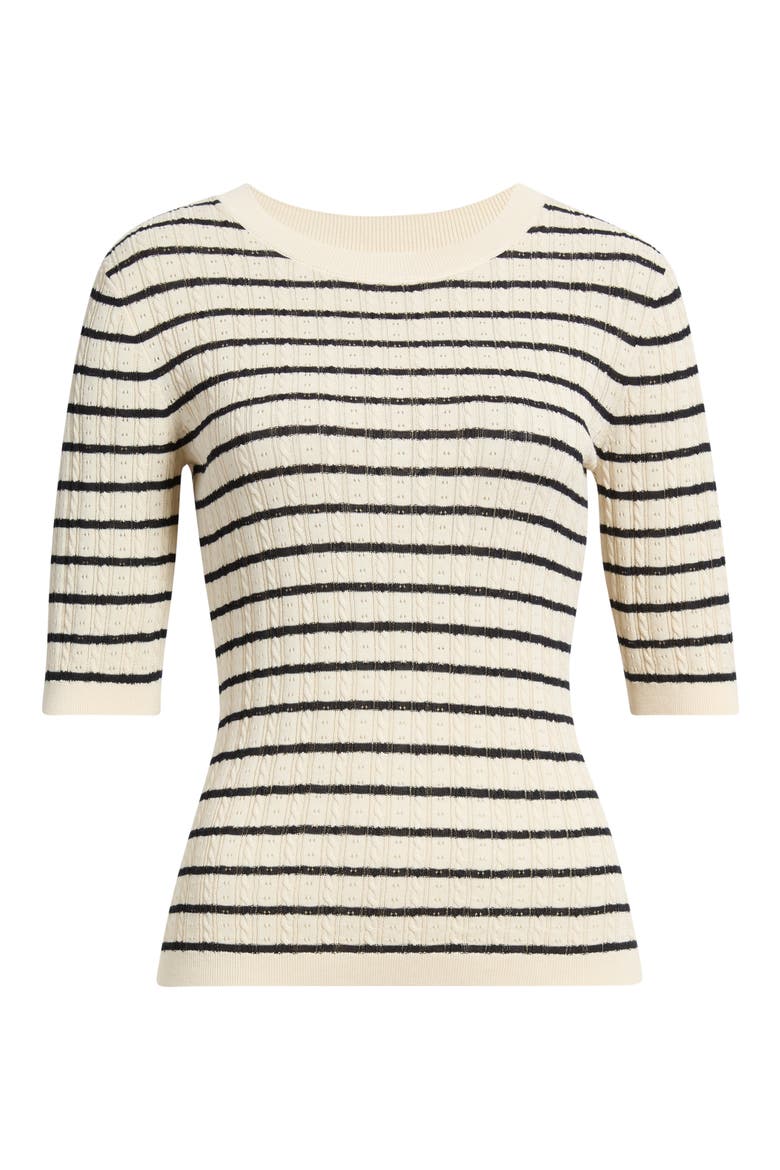 The Pointelle Crewneck Top, Alternate, color, CREAM STRIPE