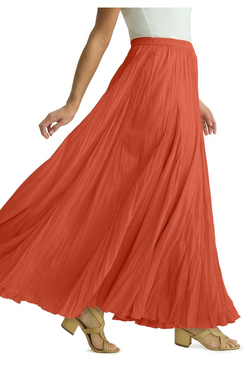 Flowing Crinkled Maxi Skirt, Alternate, color, BURNT RED
