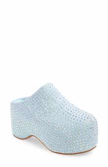 AZALEA WANG Jamal Crystal Denim Platform Clog