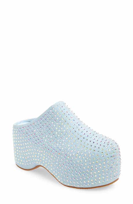 AZALEA WANG Jamal Crystal Denim Platform Clog