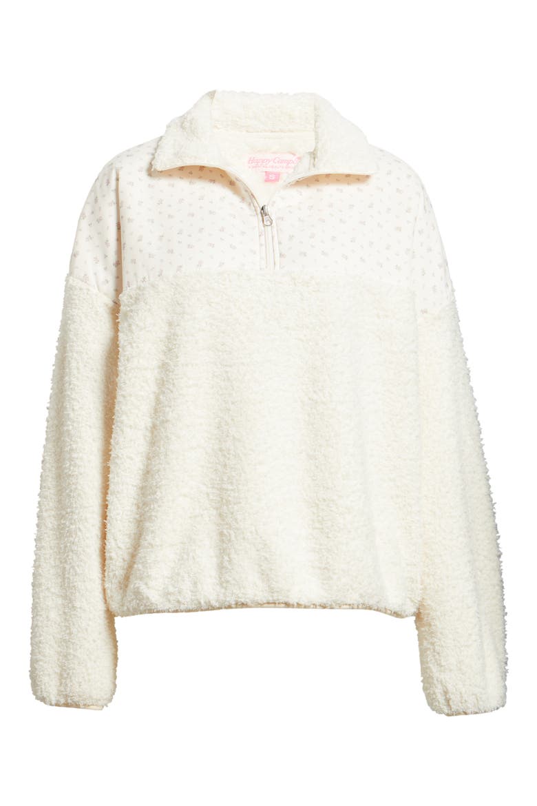 Vintage Flower Aria Mixed Media Quarter Zip Fleece Sweatshirt, Alternate, color, CREAM
