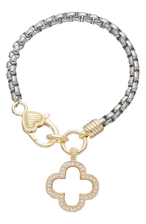 Quatrefoil Charm Box Chain Bracelet