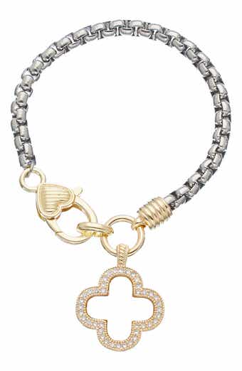 Quatrefoil Charm Box Chain Bracelet