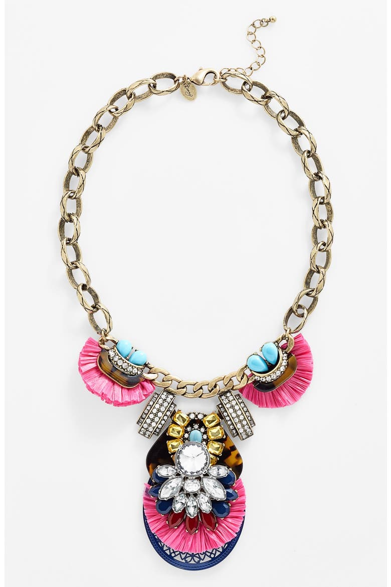 Faux Tortoiseshell & Crystal Necklace, Main, color, PINK MULTI