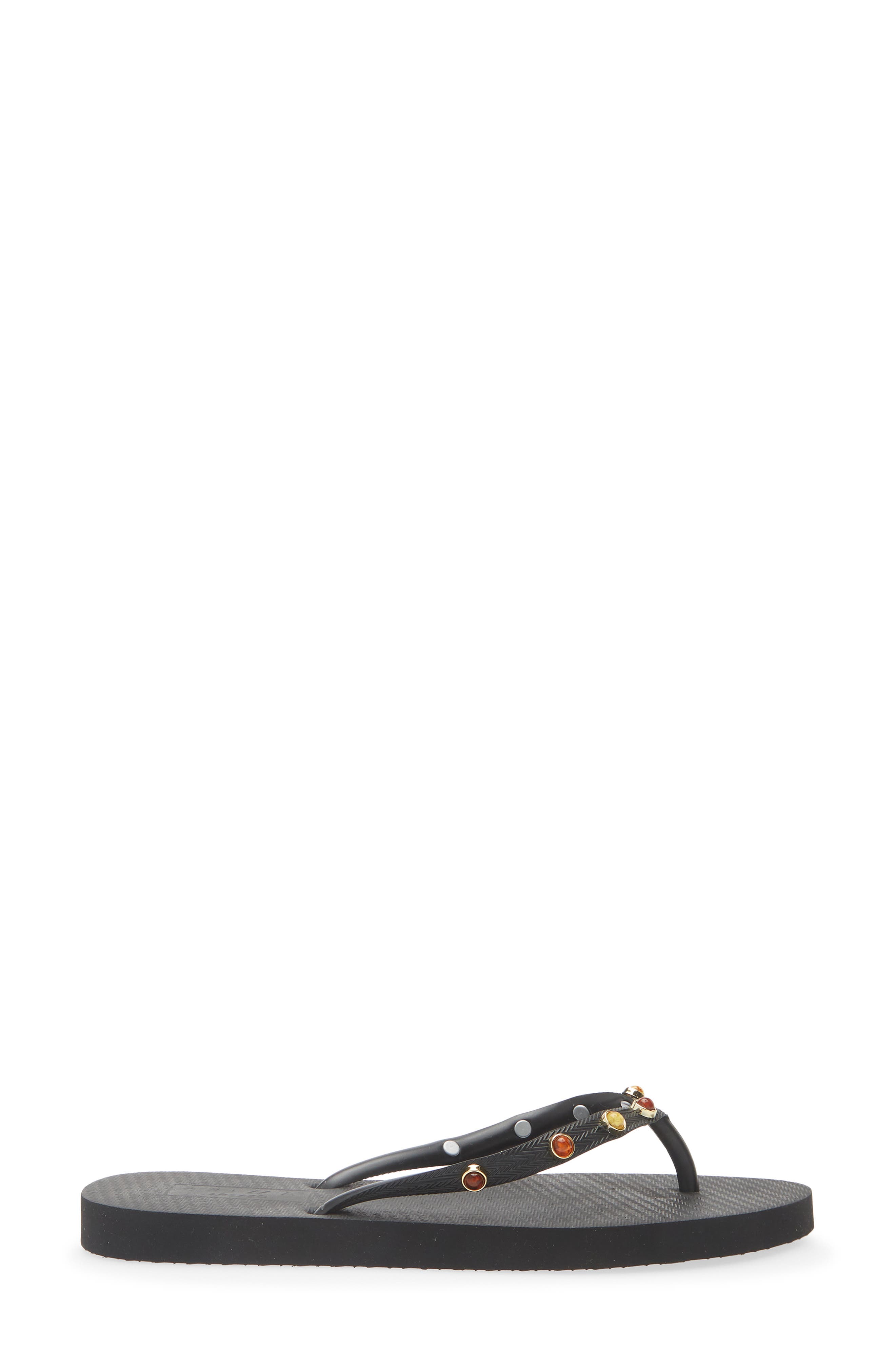 BRIZZA Stone Embellished Flip Flop, Alternate, color, Black