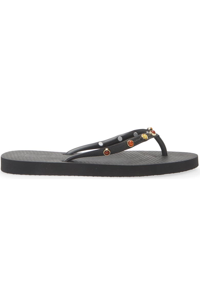 BRIZZA Stone Embellished Flip Flop, Alternate, color, Black