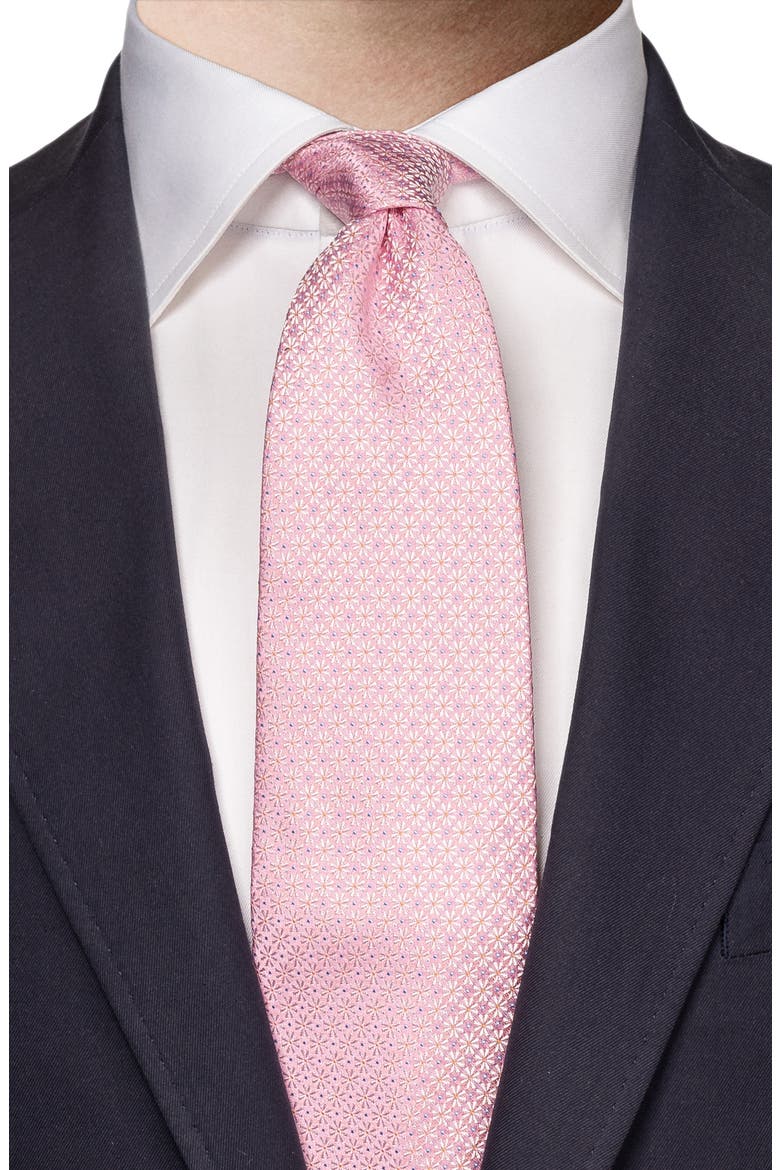 Floral Silk Tie, Alternate, color, MEDIUM PINK