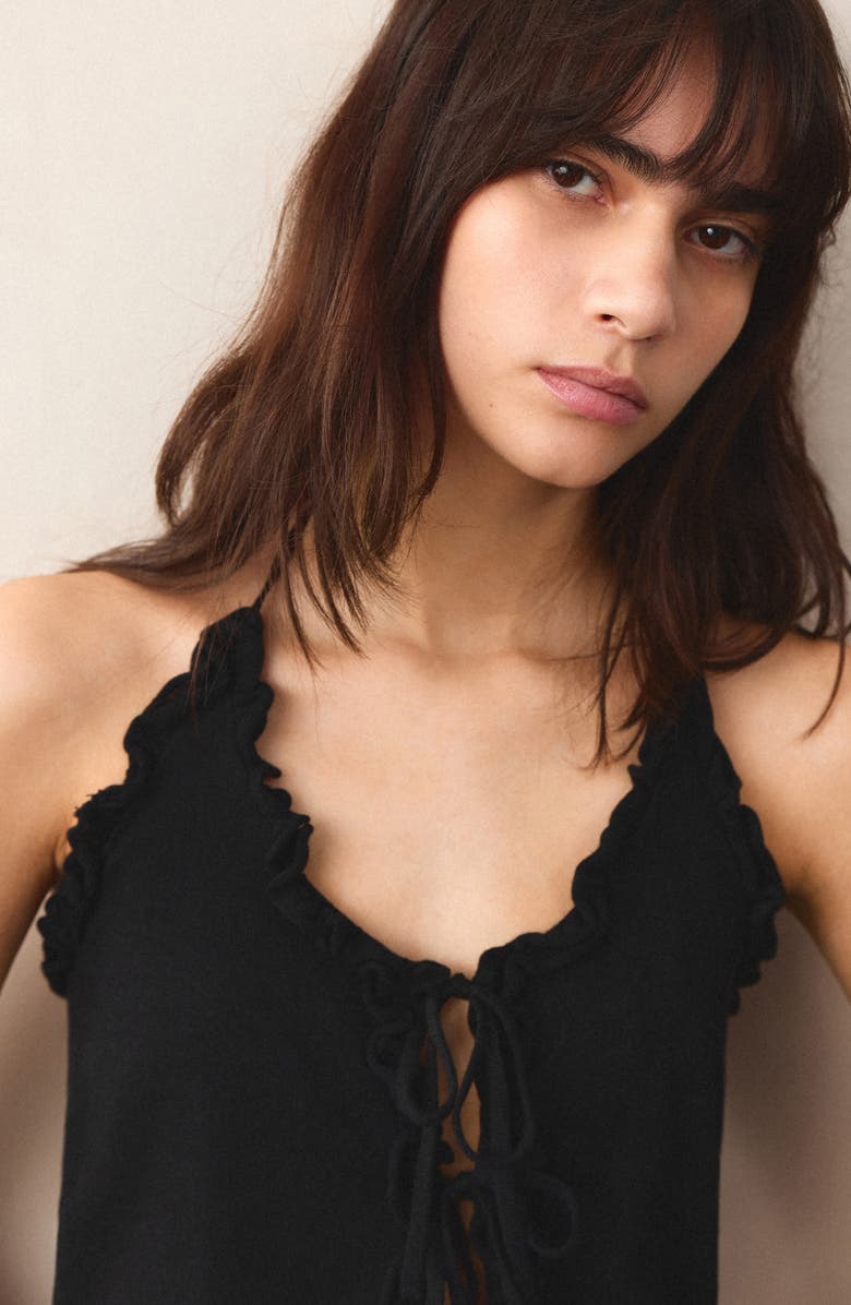 MANGO TEEN Bows Knit Halter Top, Alternate, color, Black