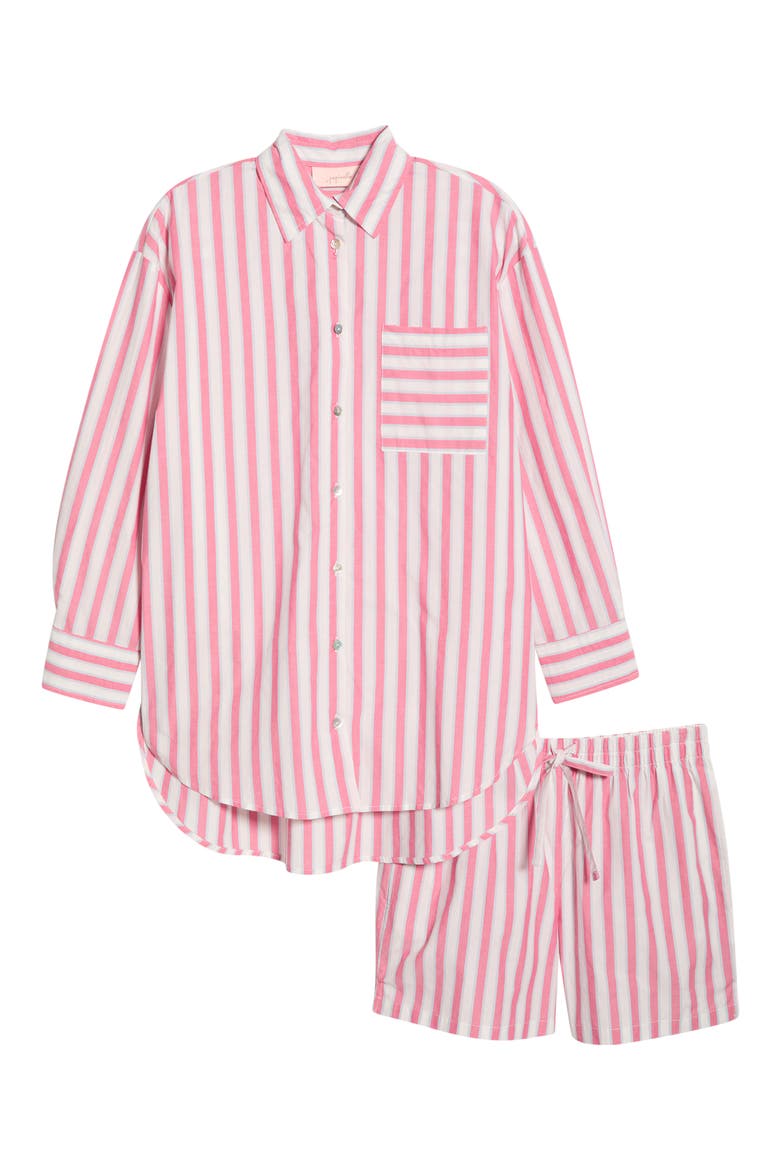Stripe Short Pajamas, Alternate, color, RASPBERRY